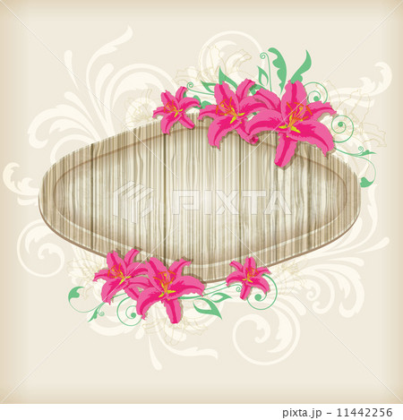 Wooden label with red lilies Wooden label with red lilies 11442256