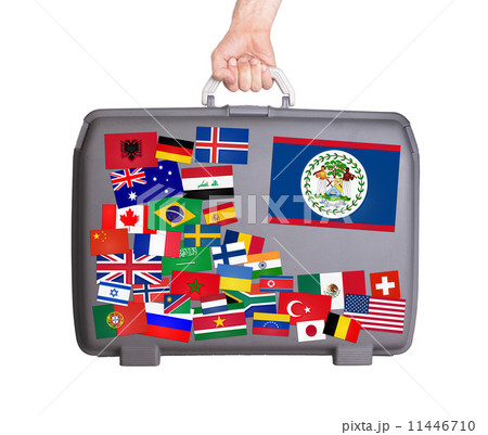 Used plastic suitcase with stickers Used plastic suitcase with stickers 11446710