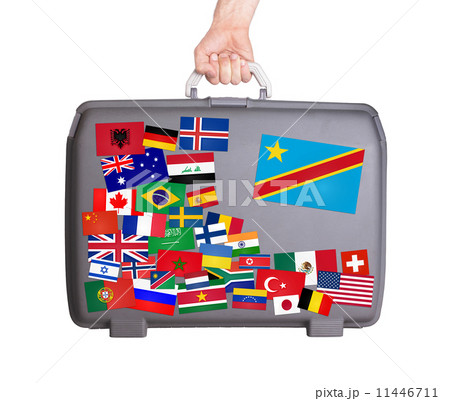 Used plastic suitcase with stickers 11446711