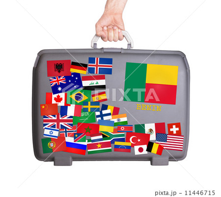 Used plastic suitcase with stickers 11446715