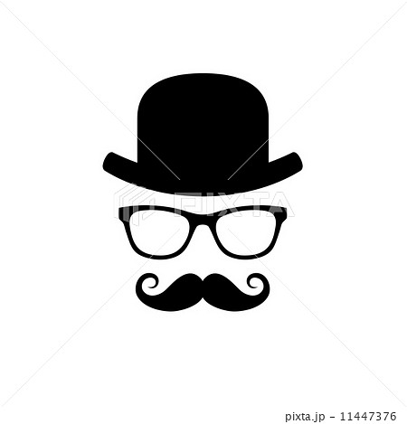 Hat Glasses And Mustache Set Vectorのイラスト素材 11447376 Pixta