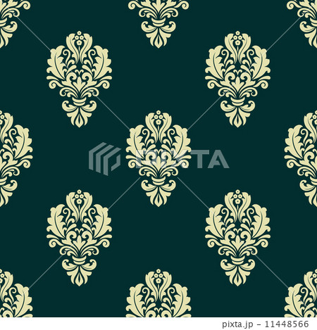 Damask style seamless floral pattern with beige and dark green Damask style seamless floral pattern with beige and dark green 11448566