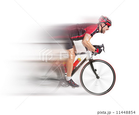 bicyclist riding a bicycle isolated on white background bicyclist riding a bicycle isolated on white background 11448854