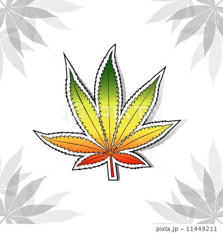 Cannabis leaf with rastafarian flag colors, horizontal. Cannabis leaf with rastafarian flag colors, horizontal. 11449211