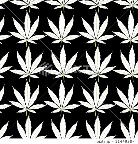 Seamless marijuana white leaves on black background pattern. Seamless marijuana white leaves on black background pattern. 11449287
