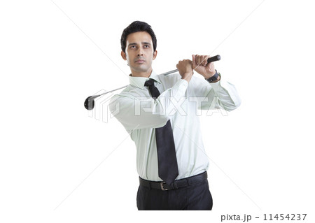 Portrait of business executive with golf club 11454237
