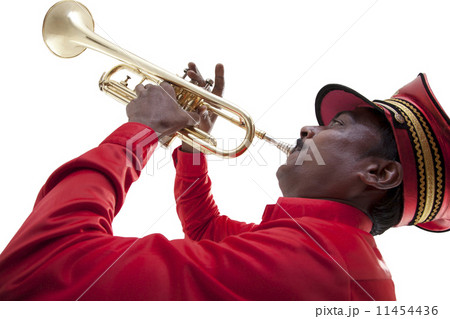Bandmaster playing on a trumpet 11454436