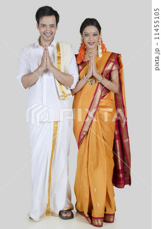 Portrait of South Indian couple greeting 11455105