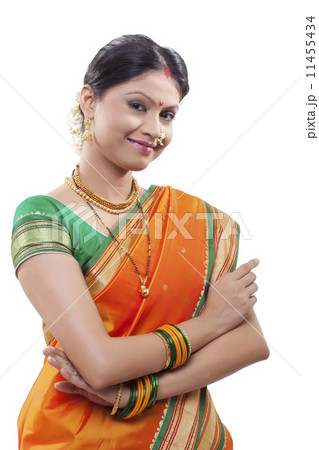 Portrait of a Maharashtrian woman smiling Portrait of a Maharashtrian woman smiling 11455434