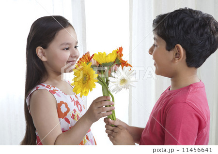 Boy giving flowers to a girl 11456641