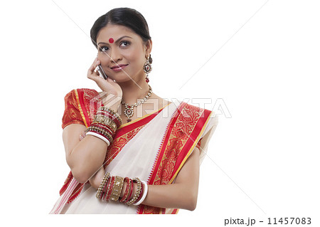 Bengali woman talking on a mobile phone 11457083