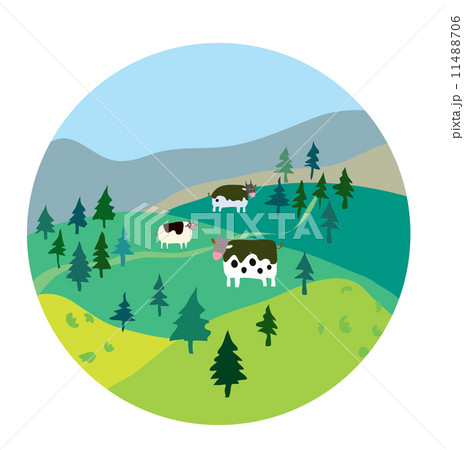 Cows and landscape illustration 11488706