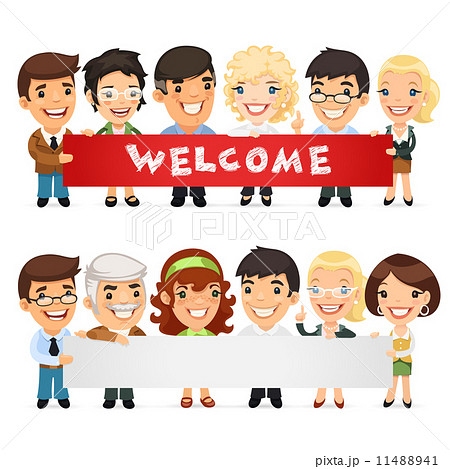 Teachers Presenting Empty Horizontal Banner 11488941