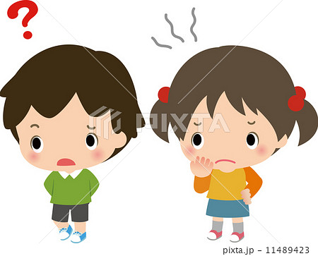 警戒心を表す男の子と女の子 11489423