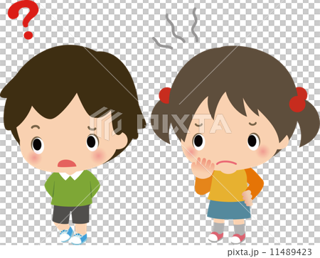 警戒心を表す男の子と女の子 11489423