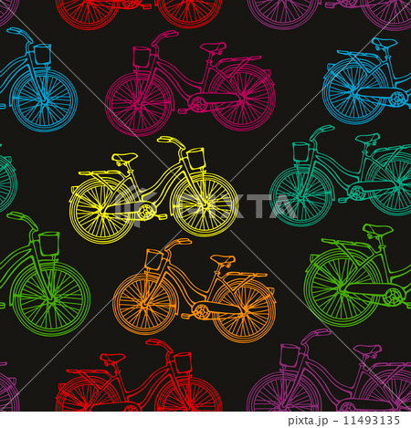 Seamless pattern with outline colorful rainbow...のイラスト素材 [11493135] - PIXTA