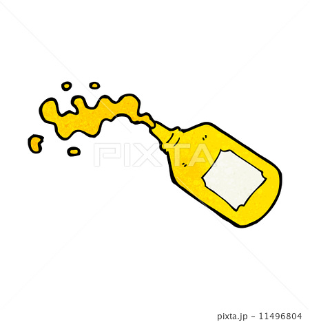 Cartoon Squirting Mustard Bottleのイラスト素材
