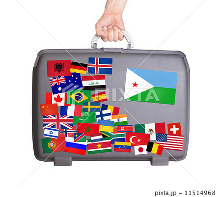 Used plastic suitcase with stickers Used plastic suitcase with stickers 11514968