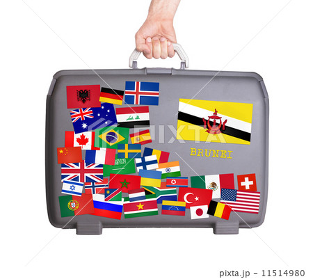 Used plastic suitcase with stickers Used plastic suitcase with stickers 11514980