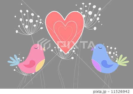 Love birds with heart and dandelions 11526942