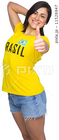 Pretty football fan in brasil tshirt 11526947
