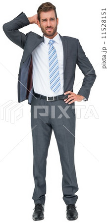 Thinking businessman with hand on head 11528151