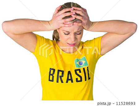 Disappointed football fan in brasil tshirt Disappointed football fan in brasil tshirt 11528693