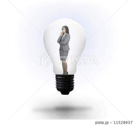 Thinking businesswoman in light bulb 11528937