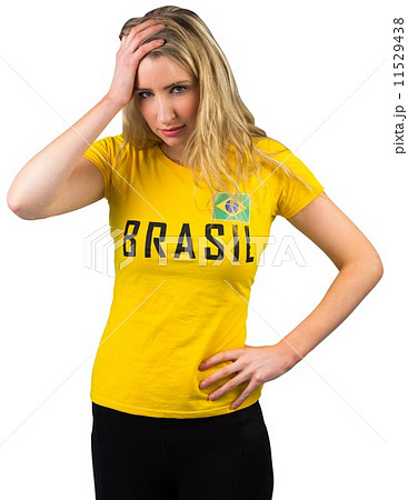 Disappointed football fan in brasil tshirt Disappointed football fan in brasil tshirt 11529438
