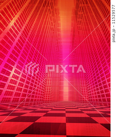 赤く映える高層ビルの空間 11529577