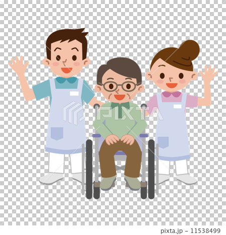 A wheelchair male and a caregiver - Stock Illustration [11538499] - PIXTA