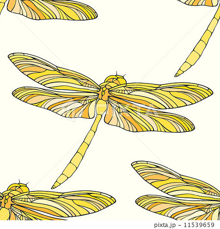 Seamless pattern with colorful hand drawn dragonflies 11539659