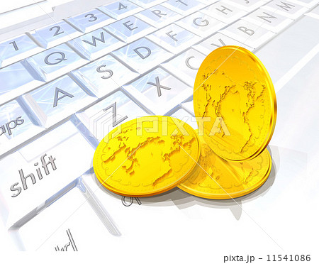 パソコン上にある世界の通貨コイン パソコン上にある世界の通貨コイン 11541086
