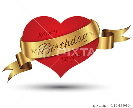 Red heart with golden ribbon. Love concept, Valentine, Wedding , Birthday Red heart with golden ribbon. Love concept, Valentine, Wedding , Birthday 11542940