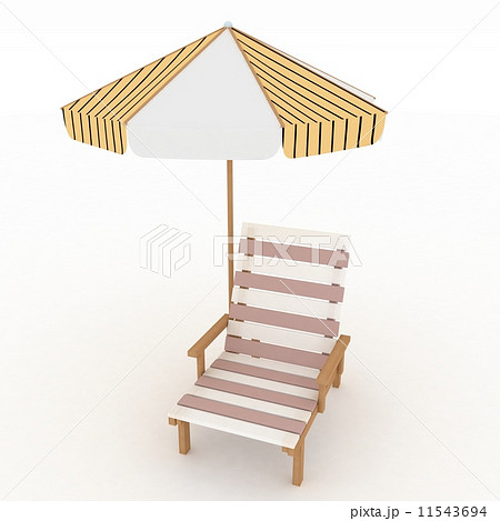 Deckchair and parasol on white background Deckchair and parasol on white background 11543694