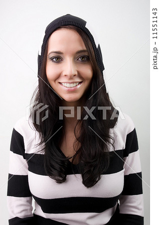 attractive smile girl in stripes woolly attractive smile girl in stripes woolly 11551143