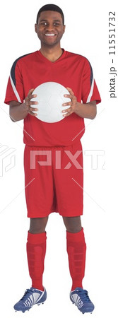Handsome football player in red jersey Handsome football player in red jersey 11551732