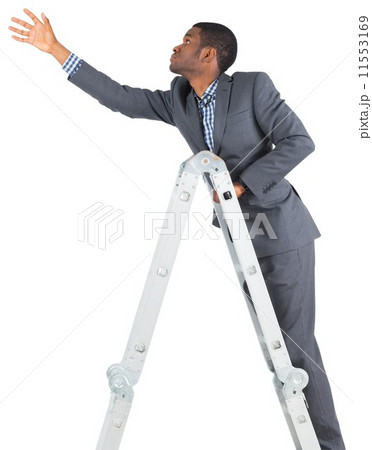 Businessman climbing up ladder 11553169