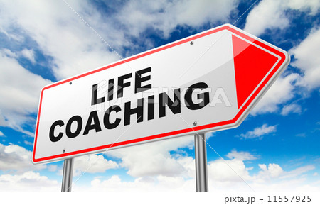 Life Coaching Inscription on Red Road Sign. Life Coaching Inscription on Red Road Sign. 11557925