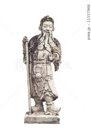 Picture of ancient chinese stone doll  isolated on white:Clipping path 11557966