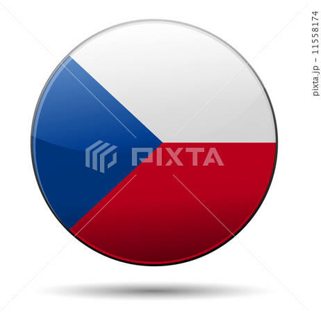Czech republic flag button with reflection and shadow. Isolated Czech republic flag button with reflection and shadow. Isolated 11558174