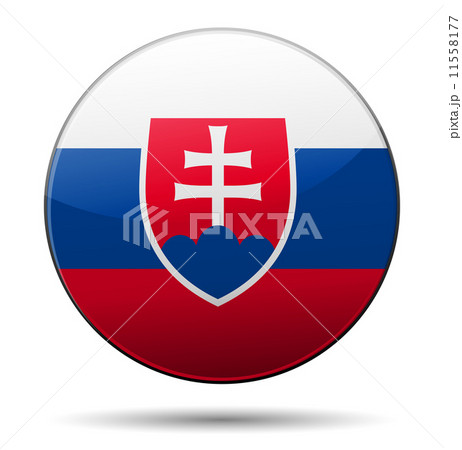 Slovakia flag button with reflection and shadow. Isolated glossy 11558177