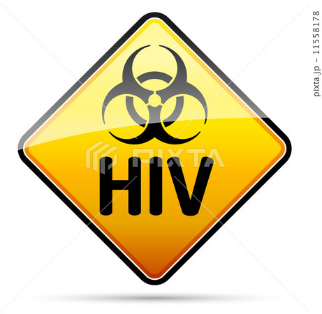 HIV Biohazard virus danger sign with reflect and shadow on white HIV Biohazard virus danger sign with reflect and shadow on white 11558178