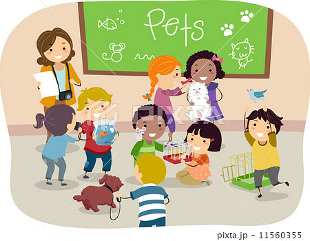 Stickman Kids with Pets in Classroom 11560355