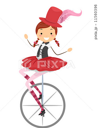 Unicycle Circus Girl - Stock Illustration [11560396] - PIXTA