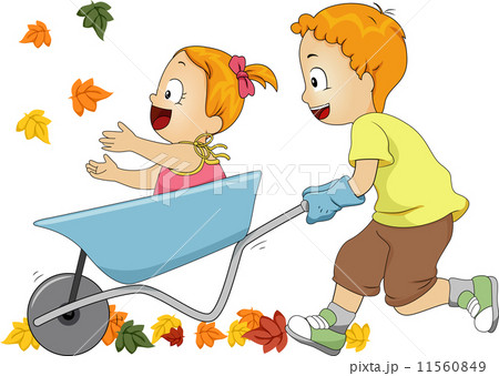 Wheelbarrow Autumnのイラスト素材