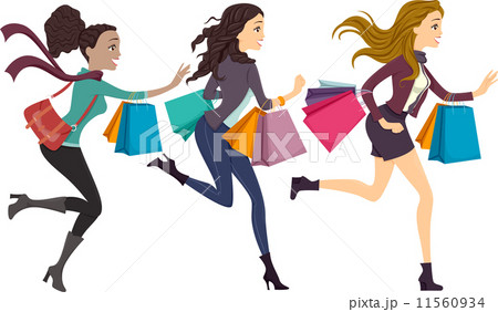 Female Shoppers Running 11560934