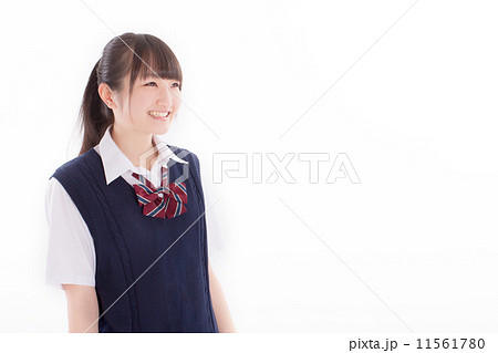可愛らしい夏の制服を着た女子高生の写真素材