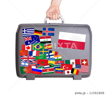 Used plastic suitcase with stickers 11562806
