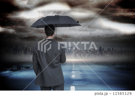 Composite image of pretty brunette showing card 11565129